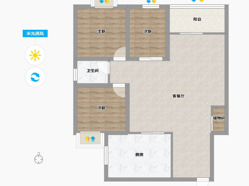 广东省-深圳市-中南花园-90.06-户型库-采光通风