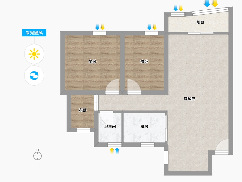 广东省-深圳市-宝新花园-63.00-户型库-采光通风