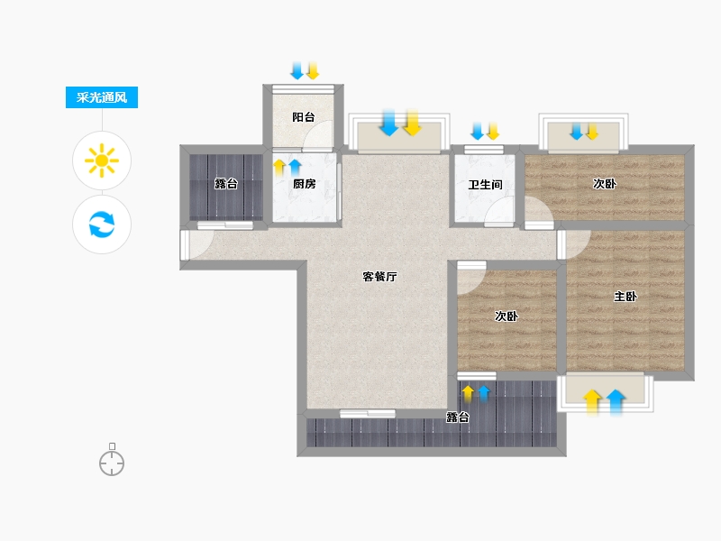 广东省-深圳市-碧海富通城一期-76.90-户型库-采光通风