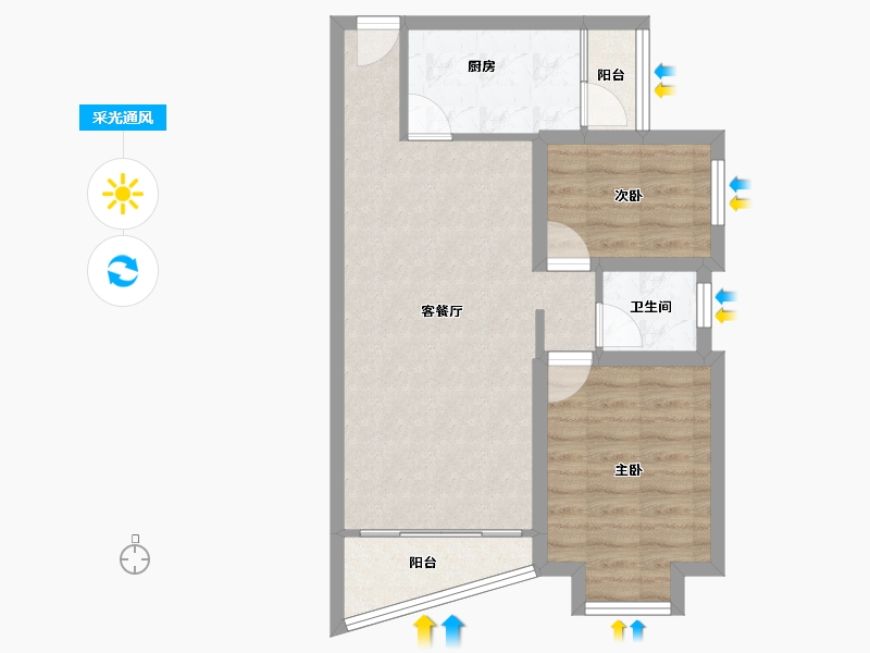 广东省-深圳市-中南花园-59.74-户型库-采光通风