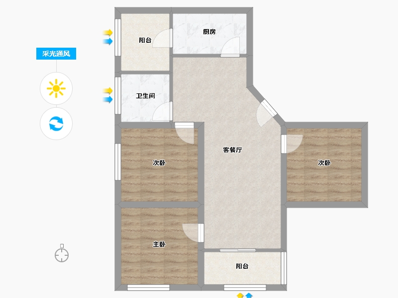 广东省-深圳市-桃源居12区（桃源居）-75.23-户型库-采光通风