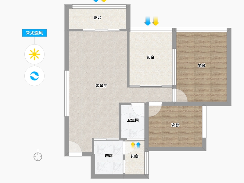 广东省-深圳市-鸿荣源禧园-67.96-户型库-采光通风