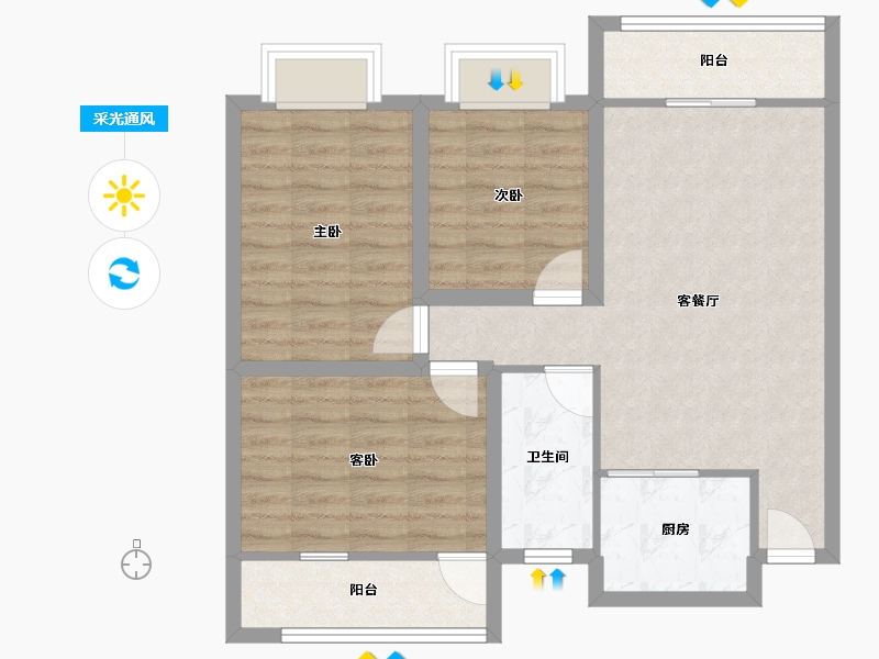 广东省-深圳市-豪业华庭-77.10-户型库-采光通风