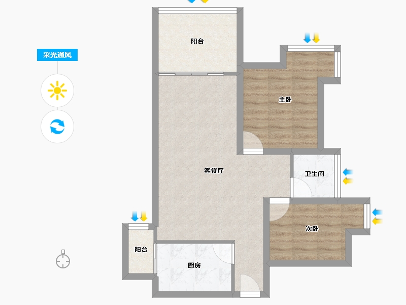 广东省-深圳市-金泓凯旋城-63.85-户型库-采光通风