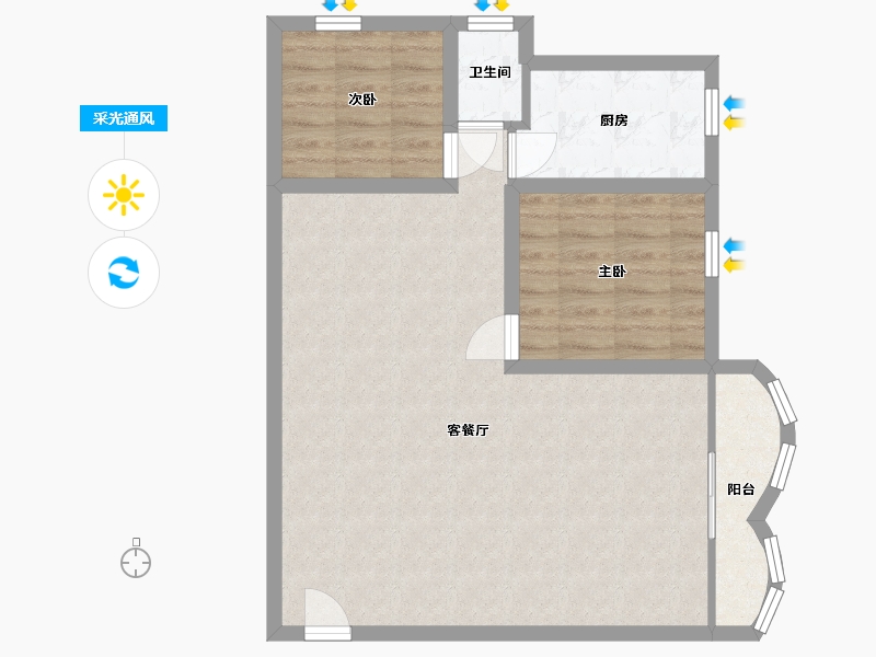 广东省-深圳市-新鹏苑-74.85-户型库-采光通风