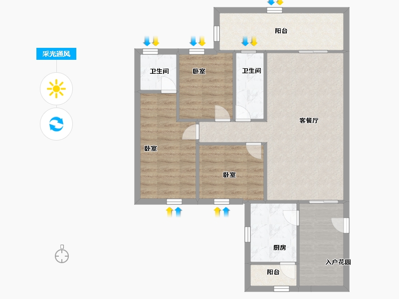 广东省-深圳市-凤城花园-75.00-户型库-采光通风