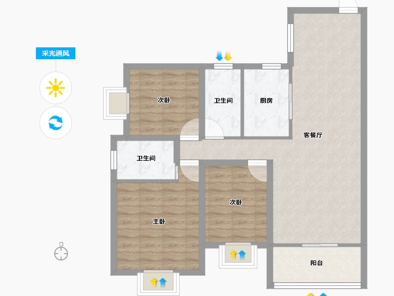 广东省-深圳市-名居绿海名居-83.60-户型库-采光通风