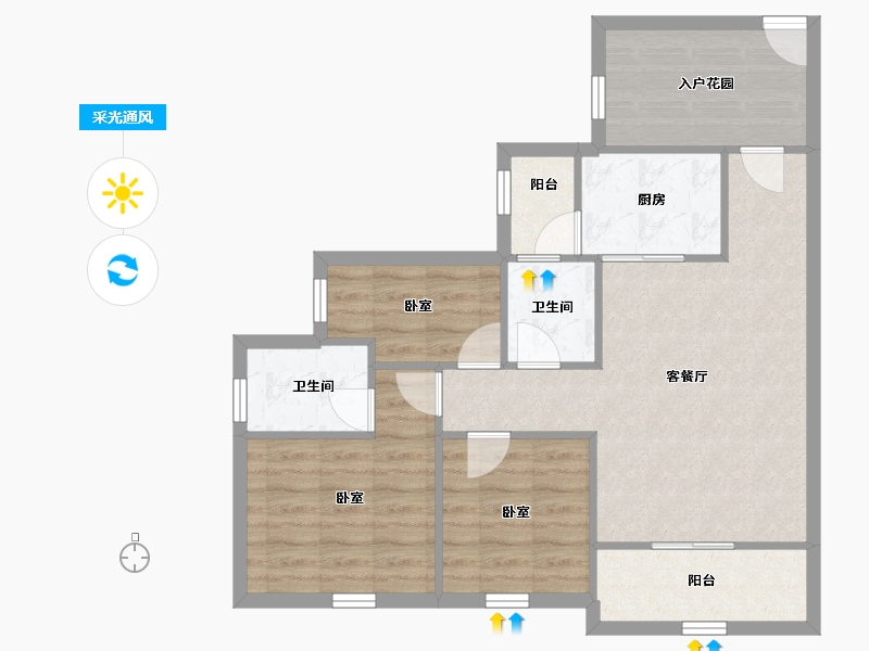 广东省-深圳市-棕榈堡花园-76.29-户型库-采光通风