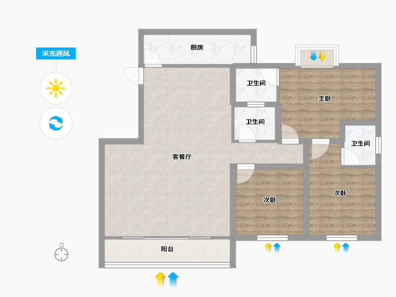 广东省-深圳市-新龙岗花园-97.32-户型库-采光通风