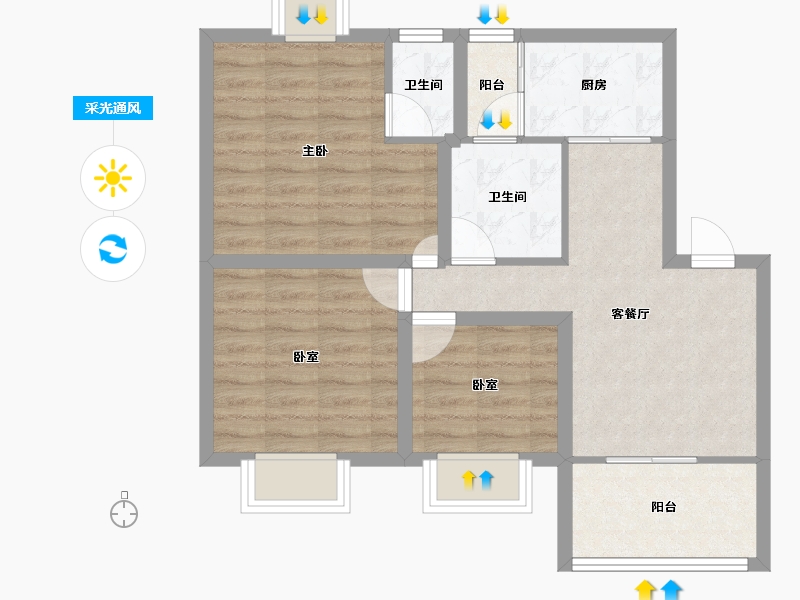 广东省-深圳市-富通蟠龙居-68.51-户型库-采光通风