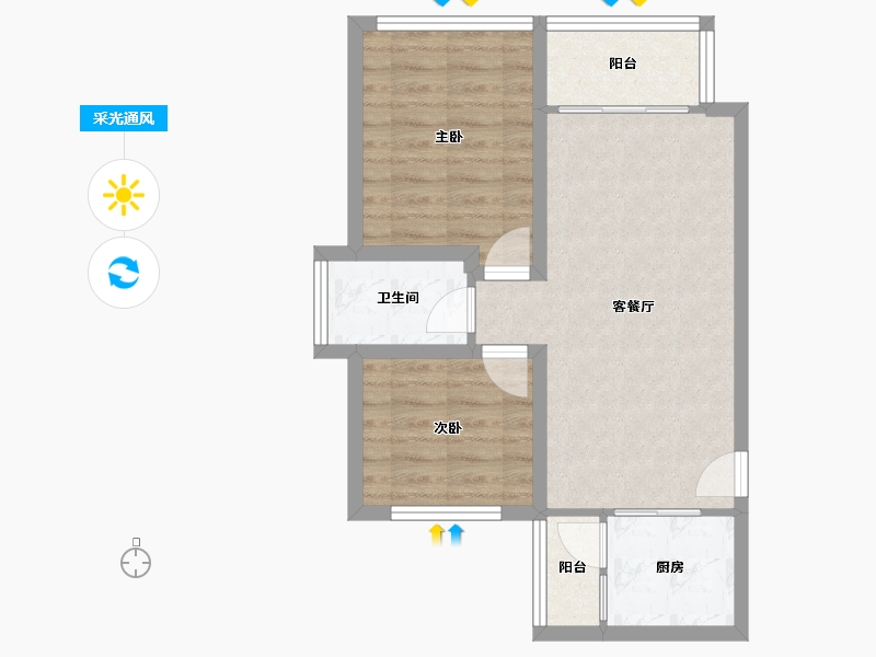 广东省-深圳市-佳华领汇广场-57.13-户型库-采光通风