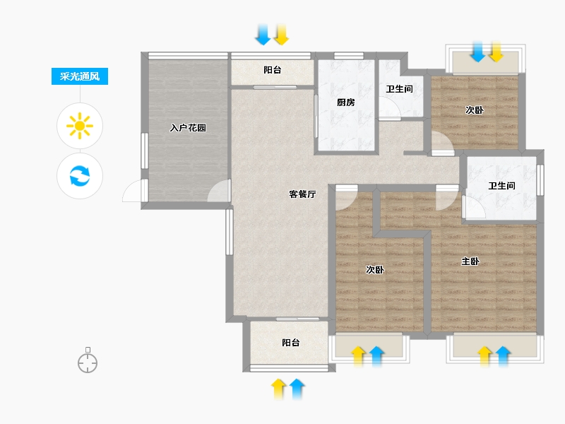 广东省-深圳市-岭下花园(公寓住宅)-105.93-户型库-采光通风