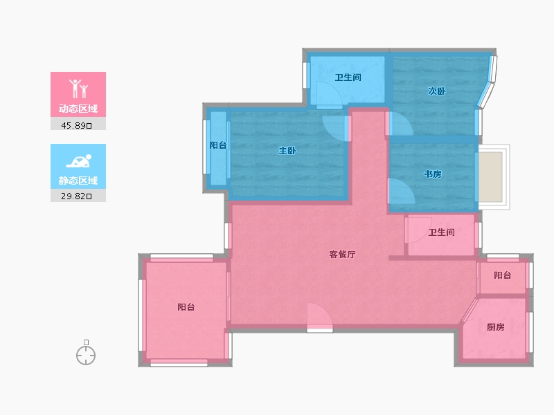 广东省-深圳市-香林玫瑰花园-66.60-户型库-动静分区