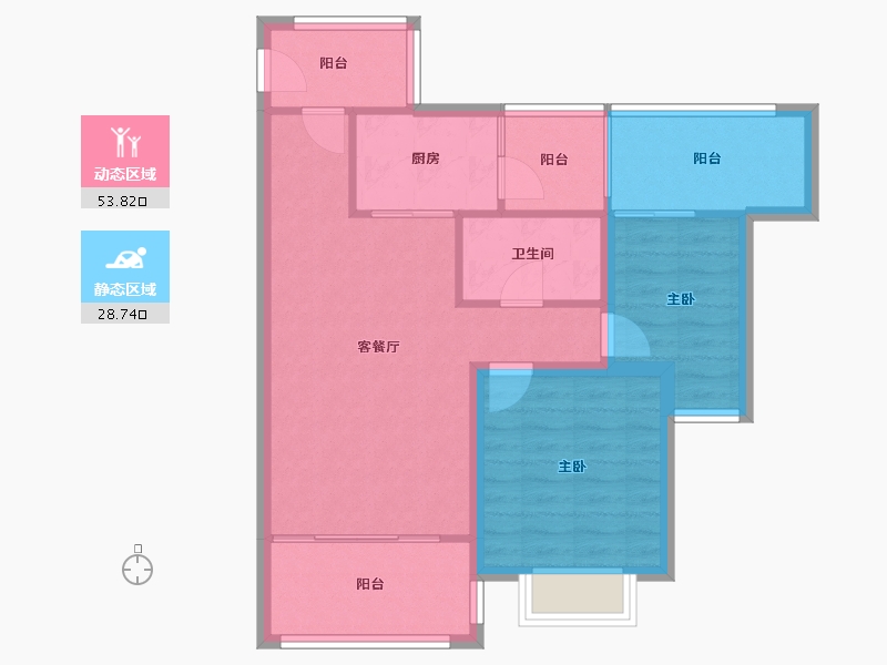 广东省-深圳市-佳兆业茗萃园(一期)-73.85-户型库-动静分区