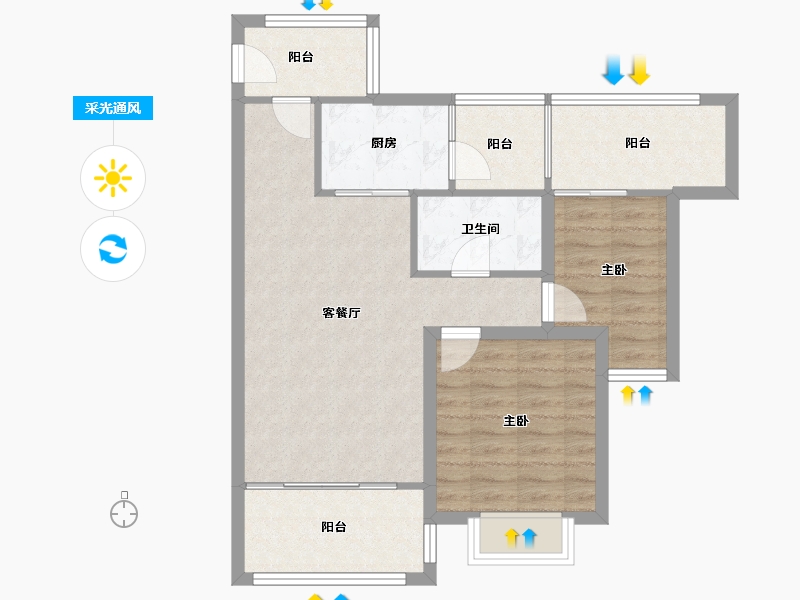 广东省-深圳市-佳兆业茗萃园(一期)-73.85-户型库-采光通风