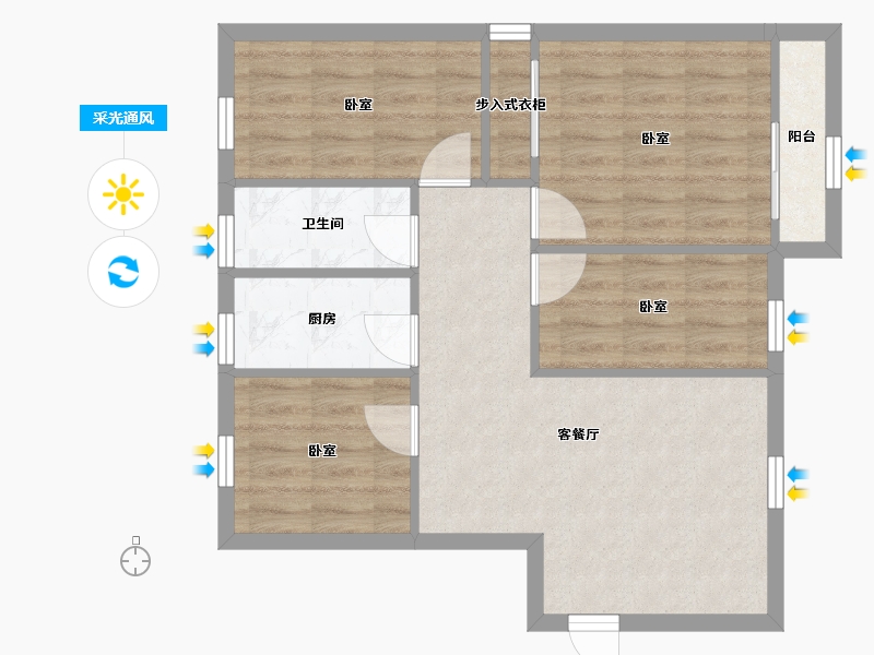 广东省-深圳市-双龙花园-66.82-户型库-采光通风