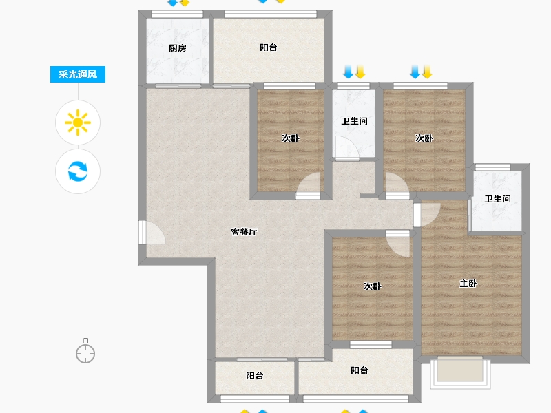 广东省-深圳市-保利上城-111.35-户型库-采光通风