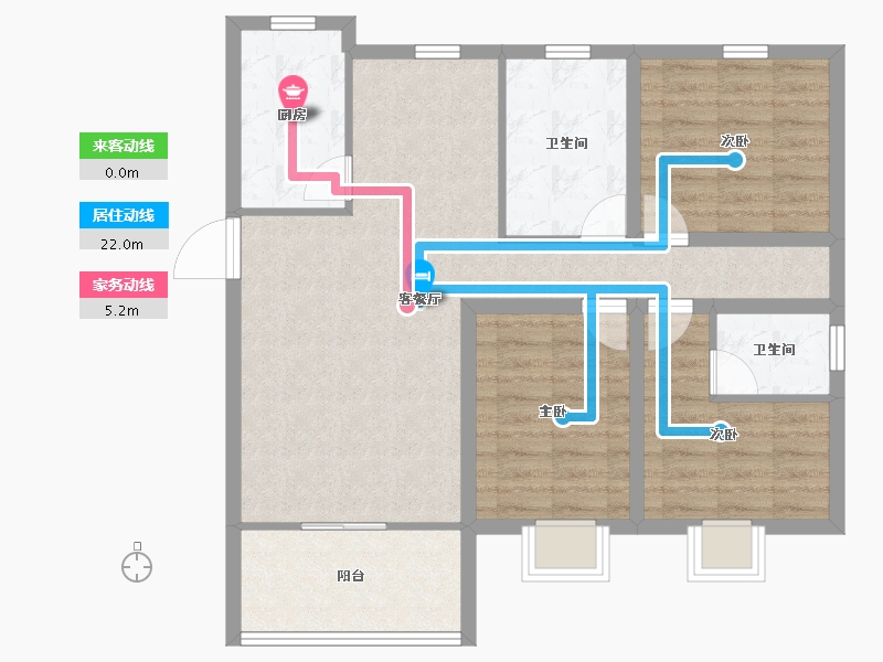 黑龙江省-鹤岗市-广物花园-85.60-户型库-动静线