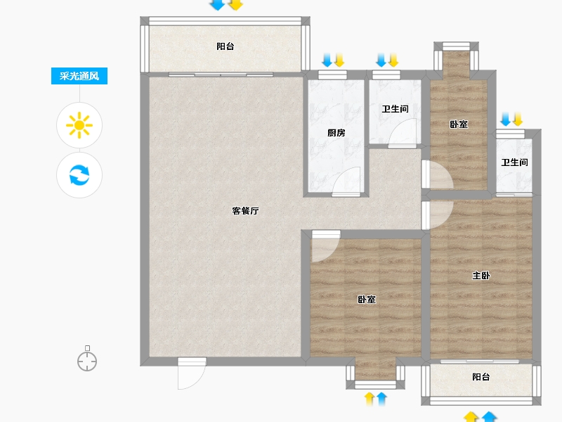 广东省-深圳市-世纪华庭-87.26-户型库-采光通风