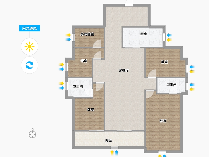 广东省-深圳市-万科公园里-120.86-户型库-采光通风