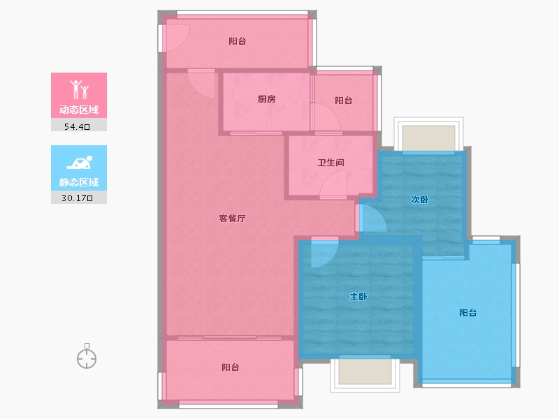 广东省-深圳市-佳兆业茗萃园(一期)-75.37-户型库-动静分区