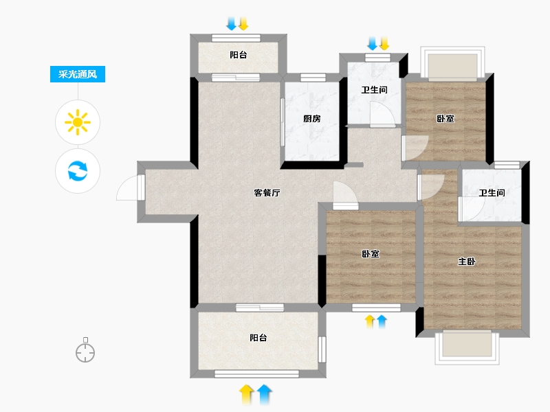 广东省-湛江市-中南紫云集-南区-85.02-户型库-采光通风