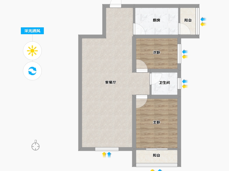 广东省-深圳市-新龙岗花园-61.58-户型库-采光通风