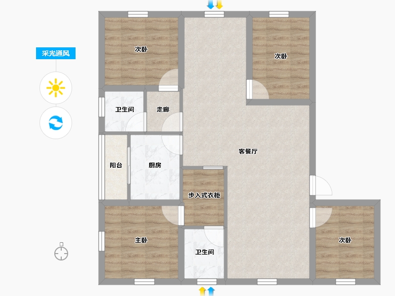 广东省-深圳市-紫薇花园-89.20-户型库-采光通风