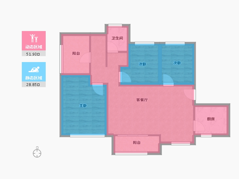 广东省-深圳市-宏发世纪城二期-71.05-户型库-动静分区