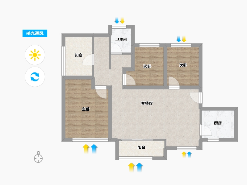 广东省-深圳市-宏发世纪城二期-71.05-户型库-采光通风