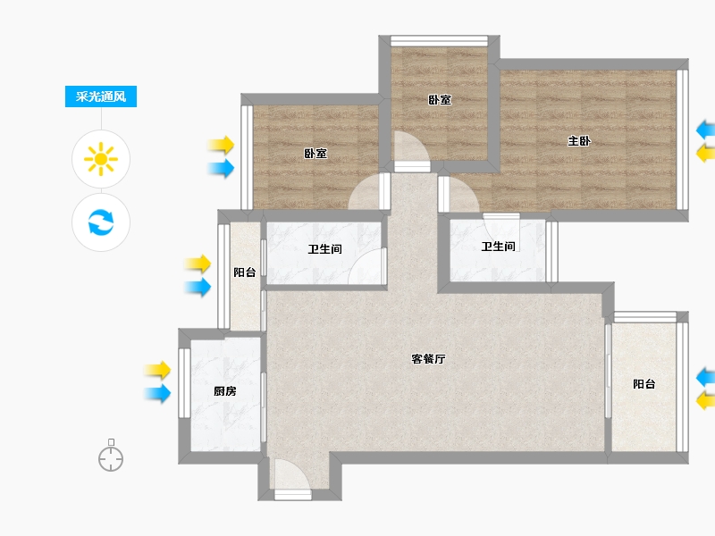 广东省-深圳市-星河时代-69.55-户型库-采光通风