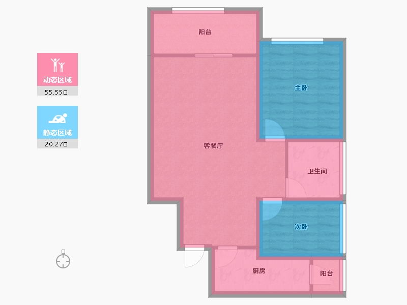 黑龙江省-鹤岗市-半山海景兰溪谷(二期)-67.54-户型库-动静分区