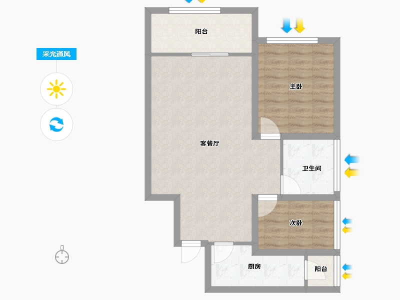 黑龙江省-鹤岗市-半山海景兰溪谷(二期)-67.54-户型库-采光通风