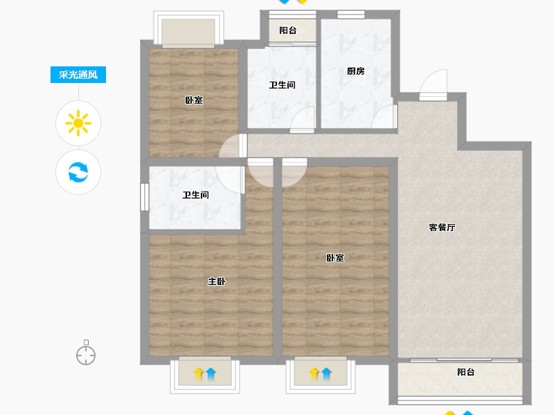 广东省-深圳市-中城康桥紫郡花园-86.38-户型库-采光通风