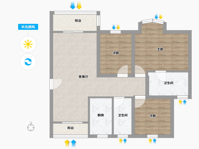 广东省-深圳市-桃源居12区（桃源居）-70.64-户型库-采光通风