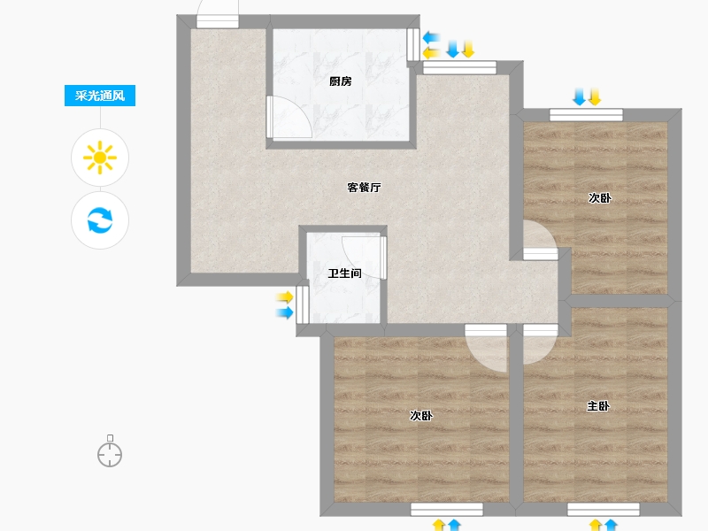 黑龙江省-鹤岗市-爱榕园-56.89-户型库-采光通风