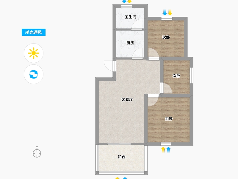 广东省-深圳市-双龙花园-57.49-户型库-采光通风