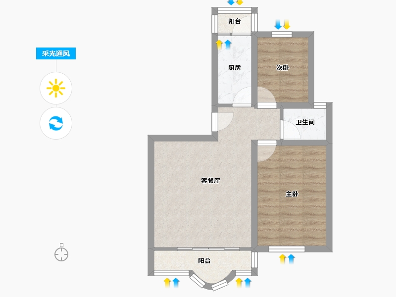 广东省-深圳市-双龙花园-51.75-户型库-采光通风