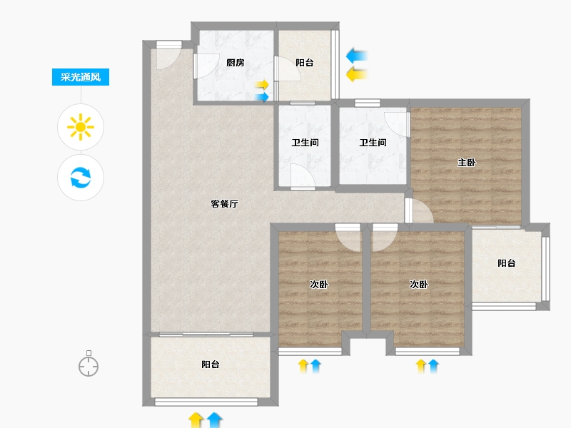 广东省-深圳市-兴华路2号(星航华府)-97.71-户型库-采光通风