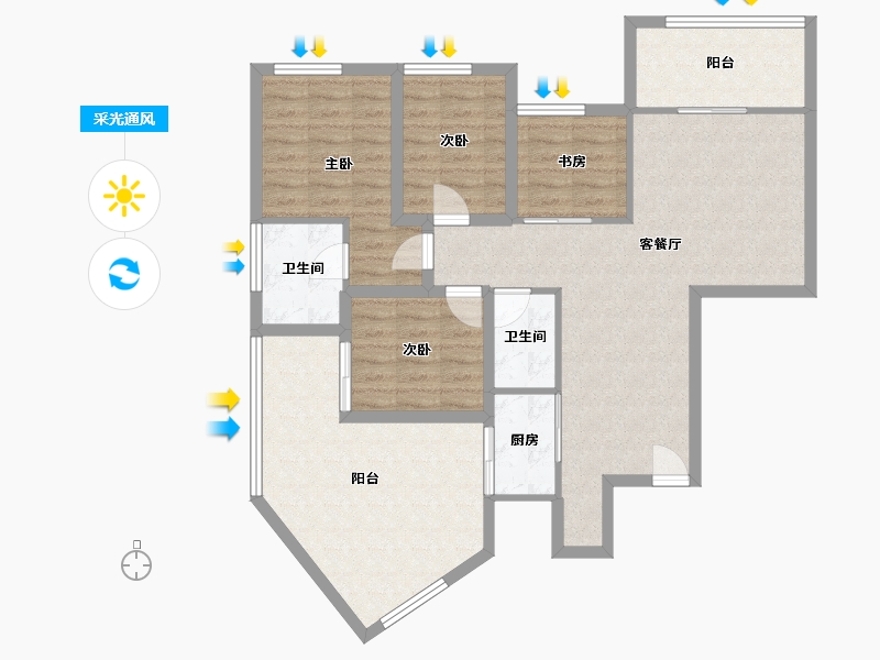 广东省-深圳市-鸿荣源禧园-101.92-户型库-采光通风