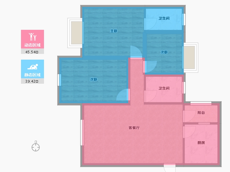 广东省-深圳市-雅兰亭(弘雅花园四期)-75.52-户型库-动静分区