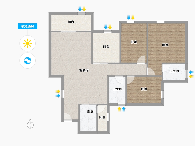 广东省-深圳市-鸿荣源禧园-104.23-户型库-采光通风