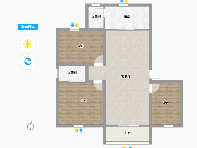 广东省-深圳市-双龙花园-86.63-户型库-采光通风