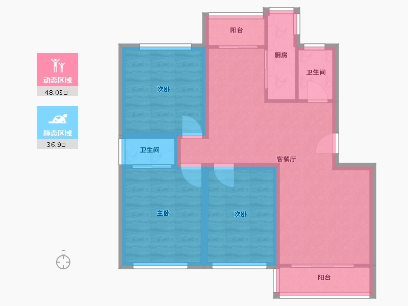 广东省-深圳市-宏兴苑-75.40-户型库-动静分区