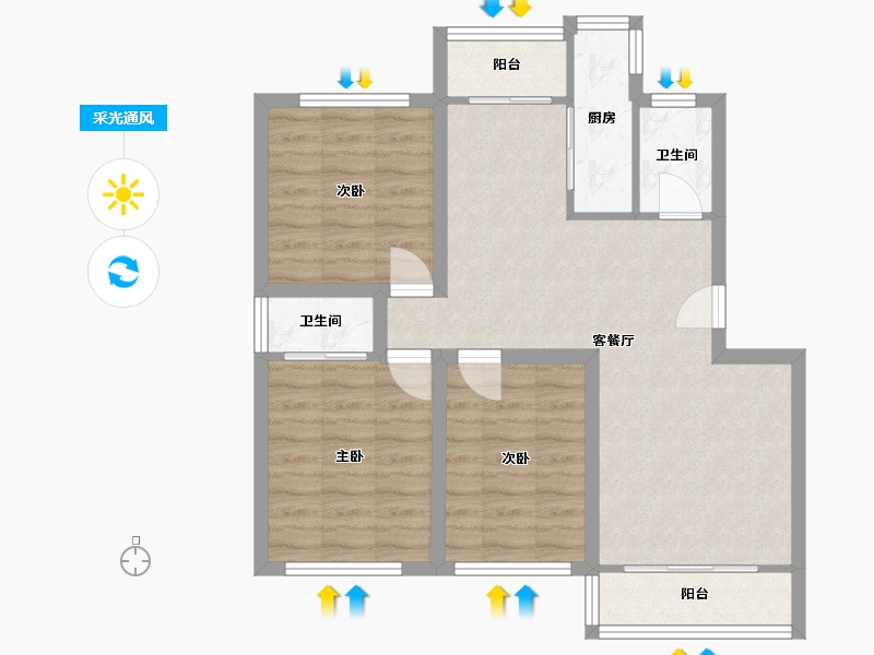 广东省-深圳市-宏兴苑-75.40-户型库-采光通风