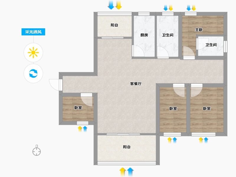 广东省-深圳市-万科翰邻城-76.43-户型库-采光通风