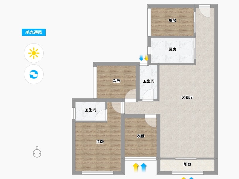 广东省-深圳市-万科翰邻城-79.33-户型库-采光通风