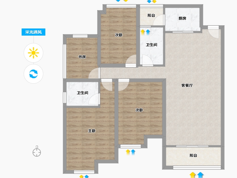 广东省-深圳市-华侨城四海云亭-102.00-户型库-采光通风