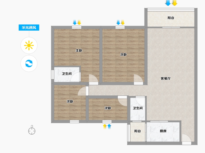 广东省-深圳市-颐安都会中央二期-100.45-户型库-采光通风