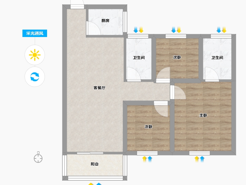 广东省-深圳市-名居绿海名居-65.23-户型库-采光通风